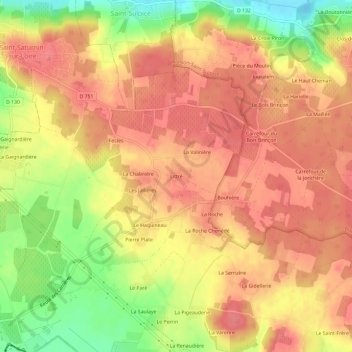 Topografische Karte Littré, Höhe, Relief