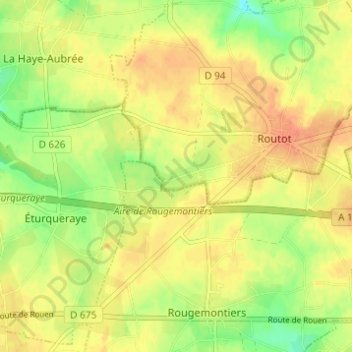 Topografische Karte Les Drouets, Höhe, Relief