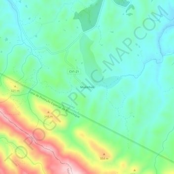 Topografische Karte Moitinhas, Höhe, Relief