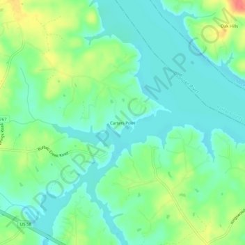 Topografische Karte Carters Point, Höhe, Relief