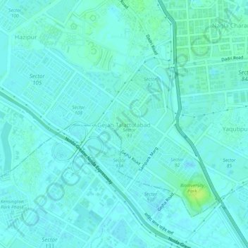 Topografische Karte Gejah Talattulabad, Höhe, Relief