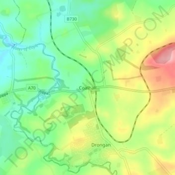 Topografische Karte Coalhall, Höhe, Relief