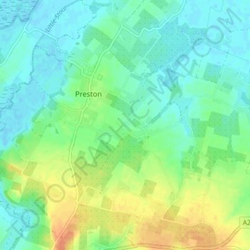 Topografische Karte Elmstone, Höhe, Relief