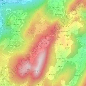Topografische Karte Très le Mont, Höhe, Relief