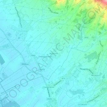 Topografische Karte Bizzarrino, Höhe, Relief