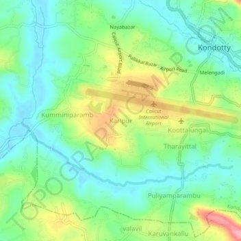 Topografische Karte Karipur, Höhe, Relief