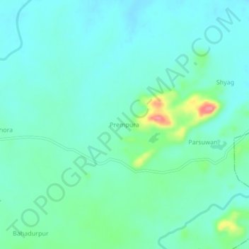 Topografische Karte Prempura, Höhe, Relief