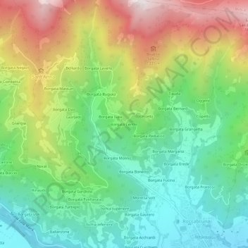 Topografische Karte Borgata Centro, Höhe, Relief