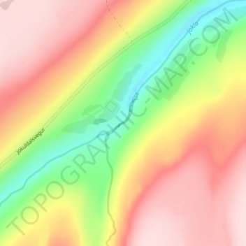 Topografische Karte Stuðlagil, Höhe, Relief