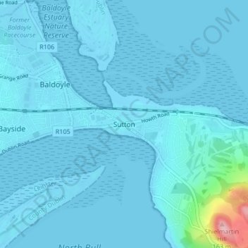 Topografische Karte Sutton, Höhe, Relief