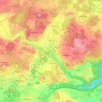Topografische Karte Lengmoos, Höhe, Relief