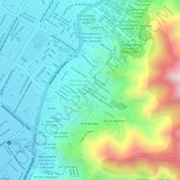 Topografische Karte 75, Höhe, Relief
