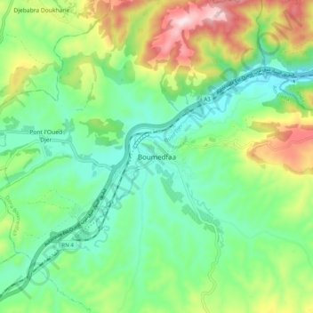 Topografische Karte Boumedfaa, Höhe, Relief