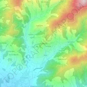 Topografische Karte Valdibure, Höhe, Relief