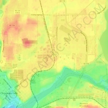 Topografische Karte Norma, Höhe, Relief