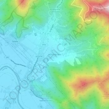 Topografische Karte Nicosia-Rezzano, Höhe, Relief