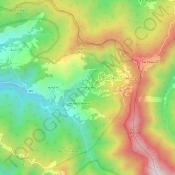 Topografische Karte Vallenzona, Höhe, Relief