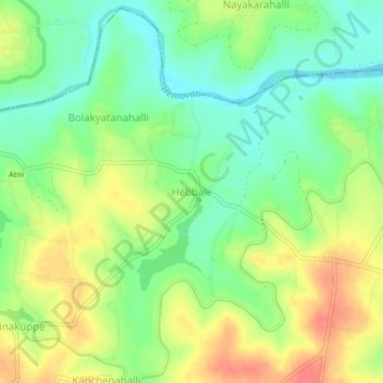 Topografische Karte Hebbale, Höhe, Relief