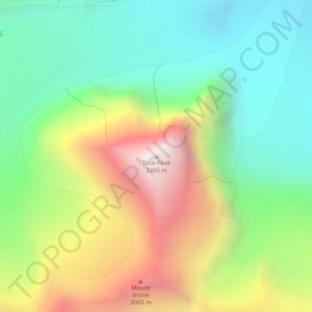 Topografische Karte Tusk Peak, Höhe, Relief