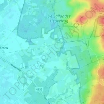 Topografische Karte Helhuizen, Höhe, Relief