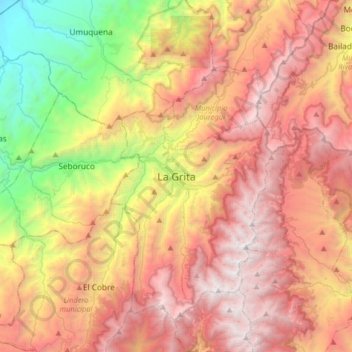 Topografische Karte La Grita, Höhe, Relief