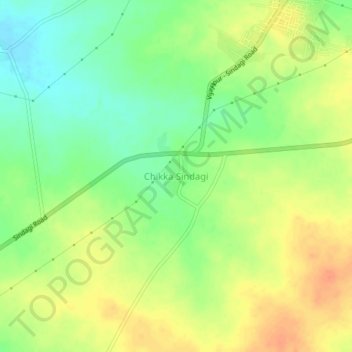 Topografische Karte Chikka Sindagi, Höhe, Relief