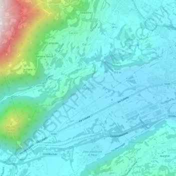 Topografische Karte Mugnai, Höhe, Relief