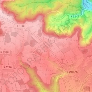 Topografische Karte Kemnaten, Höhe, Relief