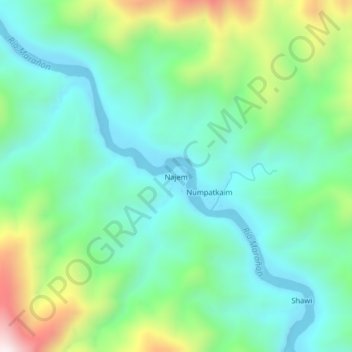 Topografische Karte Najem, Höhe, Relief