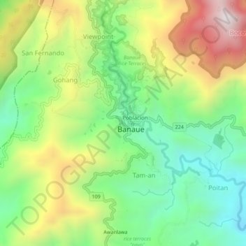 Topografische Karte Pan-ngat, Höhe, Relief