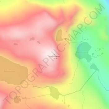 Topografische Karte Mugnetinden, Höhe, Relief