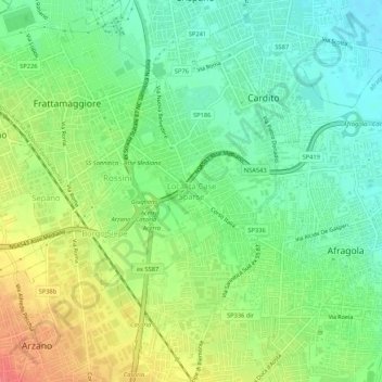 Topografische Karte Località Case Sparse, Höhe, Relief