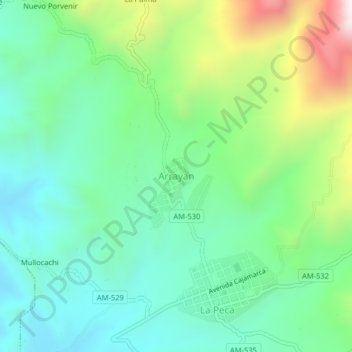 Topografische Karte Arrayan, Höhe, Relief