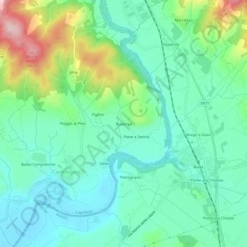 Topografische Karte Busenga, Höhe, Relief