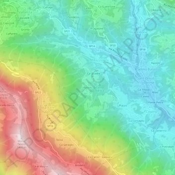 Topografische Karte Rizzolo, Höhe, Relief