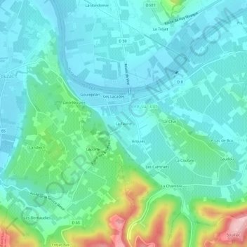 Topografische Karte La Faurie, Höhe, Relief