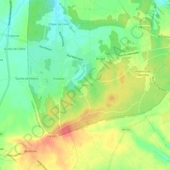 Topografische Karte Torres, Höhe, Relief