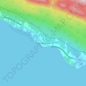 Topografische Karte Cap-aux-Os, Höhe, Relief