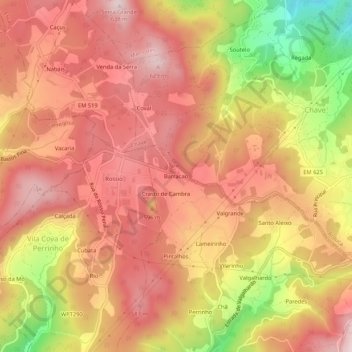 Topografische Karte Barracao, Höhe, Relief