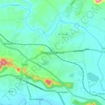 Topografische Karte Talegaon Dabhade, Höhe, Relief