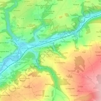 Topografische Karte Pesmarch, Höhe, Relief