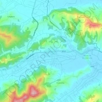 Topografische Karte Pocaia, Höhe, Relief