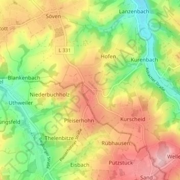 Topografische Karte Westerhausen, Höhe, Relief