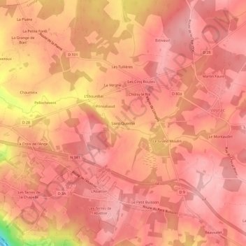 Topografische Karte Saint-Quentin, Höhe, Relief