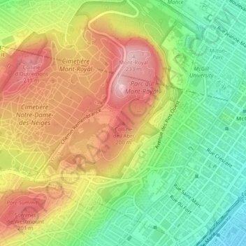 Topografische Karte Colline de l'Abri, Höhe, Relief