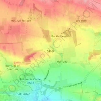 Topografische Karte Kellas, Höhe, Relief