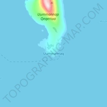 Topografische Karte Uummannaq, Höhe, Relief