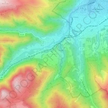 Topografische Karte Sirach, Höhe, Relief