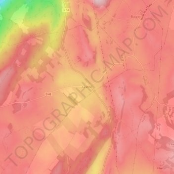 Topografische Karte La Vrine, Höhe, Relief