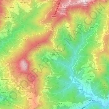 Topografische Karte Vallebuona, Höhe, Relief